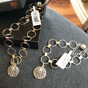 Alex and Ani Rafaelian silver Path of Life magnetic necklace and  bracelet set,